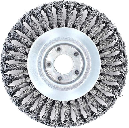 Hoofd onkruidborstel 15 cm 8 inch rond met wiel van massief staaldraad voor tuin landbouw - binnengat 25 mm 6 inch van BIlinli