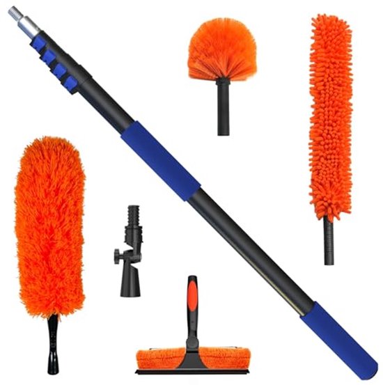 Hoogtebereik Duster Set met Uittrekbare Stok tot 5.8 m - Ideaal voor het Verwijderen van Spinrag en Ramen van GÜTEWERK
