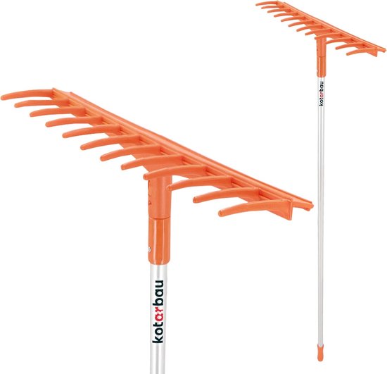 Hooihark Kunststof - Bladhark Tuin - Gazon Onderhoud - Aluminium Steel - 51 cm Werkbreedte - Oranje Zilver