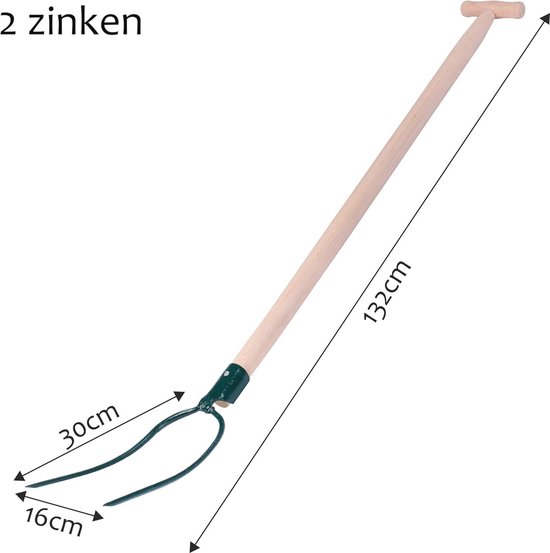 Hooivork voor Tuin - Spatvork met Houten Steel en Stalen Tanden van Talen Tools