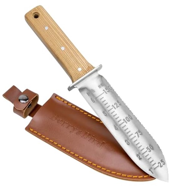 Hori-Hori Tuinmes met Gezaagd RVS Mes en Slijpstaaf - 6 Inch Tuingereedschap voor Onkruid en Wortels van Lilnaja