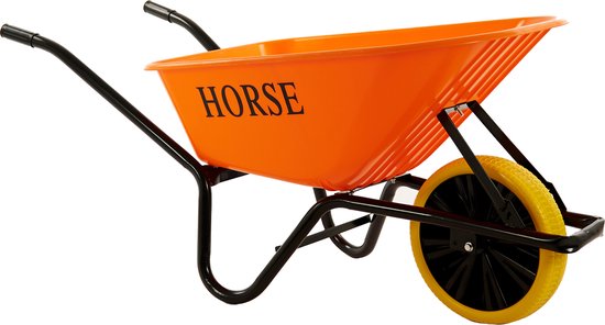 Horse Kruiwagen met antilek band - Gemonteerd geleverd - kruiwagen oranje - kruiwagen 100 liter van Merkloos	