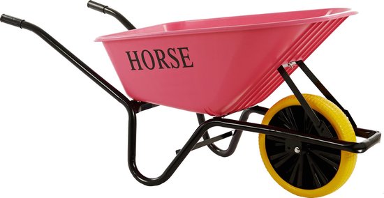 Horse Kruiwagen met antilek band -Gemonteerd geleverd - kruiwagen roze - kruiwagen 100 liter van Merkloos	