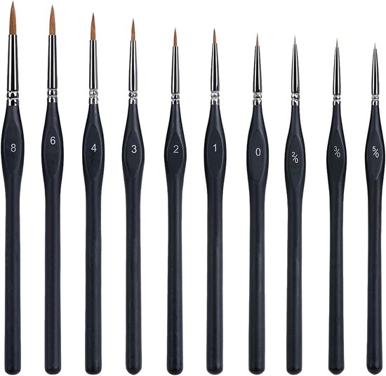 Hoshisea 10 Stukken Acrylverfborstelset, Detail Penselen Set, Fijne Borstelset, Geschikt voor Acrylverf, Aquarelminiaturen en Nagelontwerpen van Merkloos	