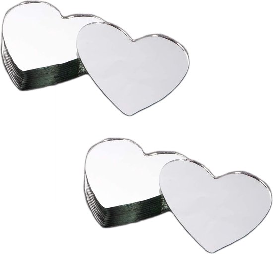 Hoshisea 50 Stuks Hartvormige Spiegel, Mini Spiegels Decoratief, Draagbaar Hartvormig Spiegel, Kleine Spiegel, Hart Spiegel Set, voor Schoonheid en Make-up, Ambachtelijke Decoratie van Hoshisea