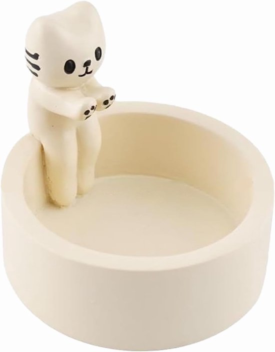 Hoshisea Kat Kaarsenhouder, Theelichthouder met Kat, Verwarmende Poten Kat Kandelaar Houder, Geschikt als Tafeldecoratie, Kaarsenhouder, Cadeau voor Kattenliefhebbers(Wit) van Merkloos	