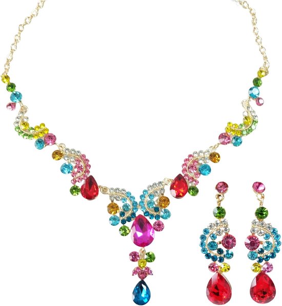 Hoshisea Sieradenset met Strassteentjes, Bruidssieradenset, Bruiloft Bruids Kristal Sieradenset, voor Verjaardagscadeaus, Kleding Accessoires Meisjes van Hoshisea