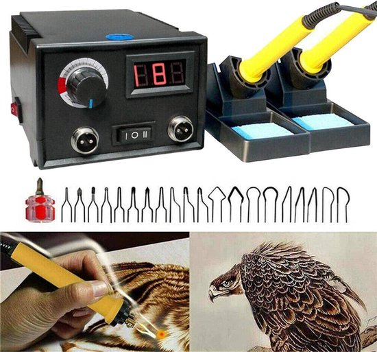 Hout Brander - Brandmachine Set - Ambachten Maken - Verstelbare Temperatuur - 20 Tips - Zwart