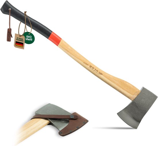 Houtbijl - Kloofbijl Bosbijl - Hout Hakken Splijten - Gesmeed C60 Staal - 80 cm Steel - Rood Zwart