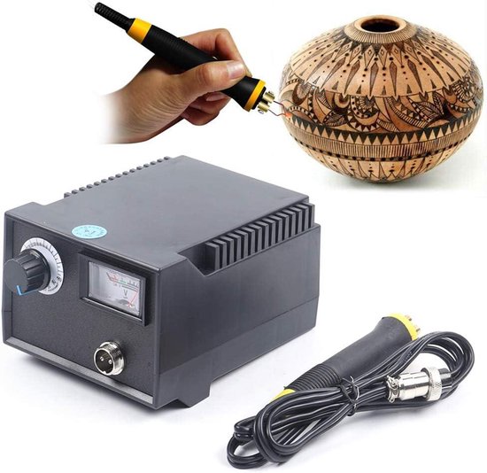 Houtbrander Set - Pyrografie Machine - Kunst en Ambacht - LCD Display - 100W - Zwart van Merkloos	