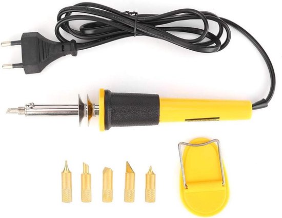 Houtbrander Set - Soldeerbout - Hout en Leer - Ergonomisch Handvat - 40W - Zwart