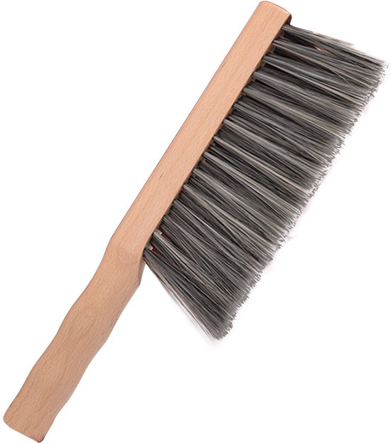 Houten bankborstel: haardborstel, stofborstel, handbezem, bankborstel van paardenhaar, zachte haren, lange houten steel, eierklopbezem. Geschikt voor tafelbladen, bedden, banken, auto's en kleding.