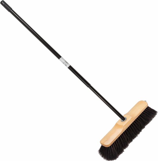 Houten binnenbezem 28 cm inclusief metalen telescoopsteel zwart 80 - 130 cm - Zachte kamerbezems van GARDENA