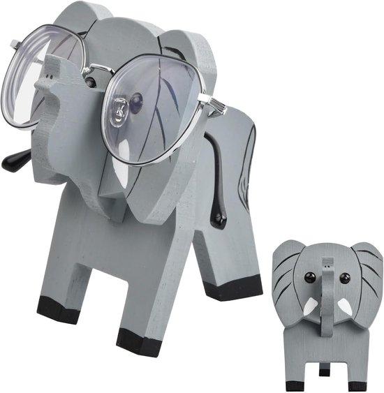 Houten Brilhouder - Handgemaakte 3D Houten Brilhouder - Dierlijke Creatieve Decoratieve Tentoonstellingsstand voor Thuis - Kantoor - Bureau (Olifant) van Merkloos	