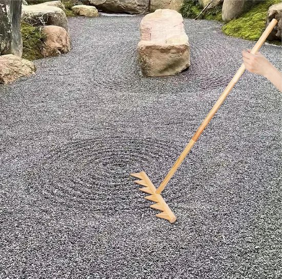 Houten Buiten Harken - Tuinontwerp Gereedschap - Zen Tuin Patroon - Zware Kwaliteit - 48 Inch Lengte - Natuurlijk Hout