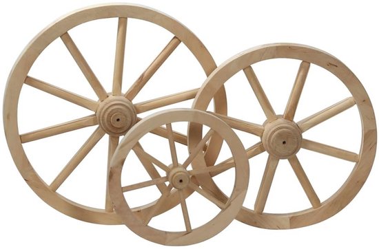 Houten Decoratieve Wagon Wiel - Diameter 30 cm van Merkloos	