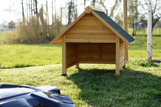 Houten Garage voor Robotmaaier met Puntdak - Weerbestendige Robotmaaier Opbergbox