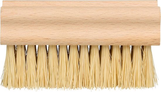 Houten groenteborstel met natuurlijke Tampico vezels, beige