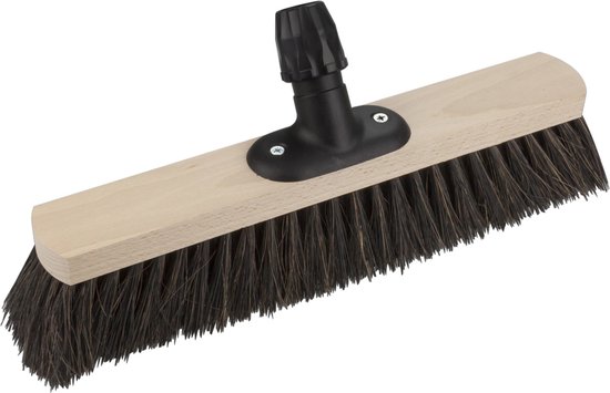 Houten harde straatbezem/buitenbezem Arenga zwart 50 cm - Bezemkop met universele steelhouder - Bezems van Bellson
