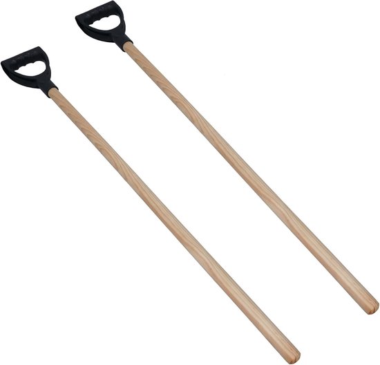 Houten steel - Vervangende handgreep - Gereedschap reparatie - Ergonomische D-vorm - 104cm lang - Natuurlijk hout van Merkloos	