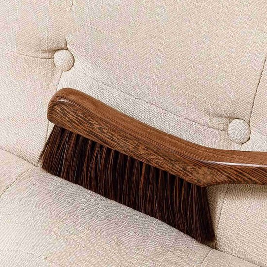 Houten stofborstel, handbezem, tafelborstel met houten handvat, roerbezem, zachte borstel, geschikt voor tafelbladen, bedden, banken en auto's (2-pack) van Houten