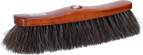 Houten zachte bezemkop bruin/zwart 29 cm - Kamerbezems/binnen bezems van Garden Plus