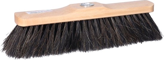 Houten zachte bezemkop naturel gelakt hout zwart 28 cm - Kamerbezems/binnen bezems van Woca