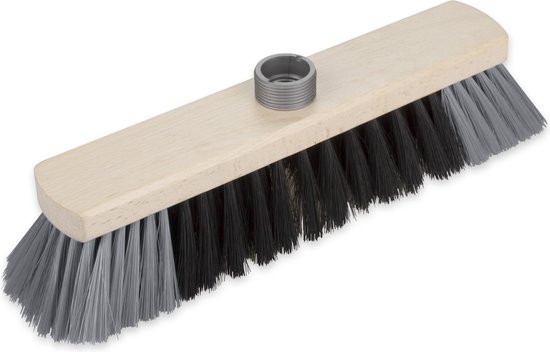 Houten zachte bezemkop zwart/grijs 29 cm - Kamerbezems/binnen bezems van Kreator