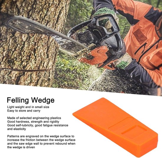 Houtkap Wig - Boom Splijtwig - Veilig Kappen - Vergroot Wrijving Patroon - 55 Inch Lengte - Oranje