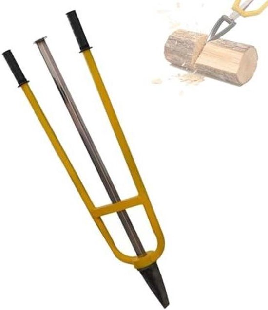 Houtkloofmachine Handmatig - Splijthamer - Open Haard Hout - Inertie Principe - 99 cm - Geel