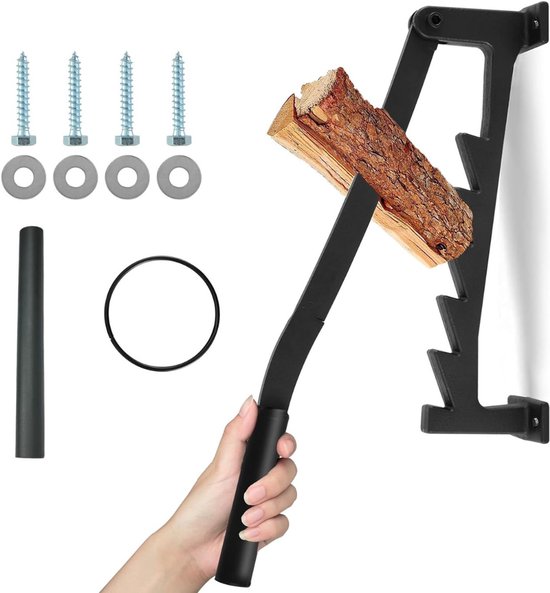 Houtkloofmachine - Houtklover – Houtsplijter – Houtkliever – Kloofmachine – Milieuvriendelijke Kloofwig – Houtklover voor Aanmaakhout – Splijtwig – Incl. Bevestigingsmateriaal - Zwart van Northwall