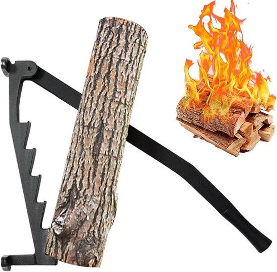 Houtklover Tool - Handmatige Splijter - Haardhout Maken - Wandmontage Mogelijk - 60 cm Lengte - Zwart