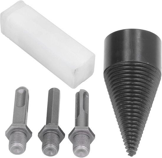 Houtsplijtboorset met 3 boren, 92 mm Houtsplijter Boorset voor Brandhout, Koolstofstaal Houtsplijtboor, Verwijderbare Kegelaandrijving van Merkloos	