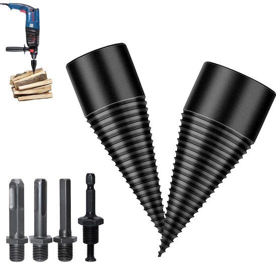 Houtsplijter schroef kegelset 42 mm + 32 mm houtsplijter boor met 4 boorgrepen van Merkloos	