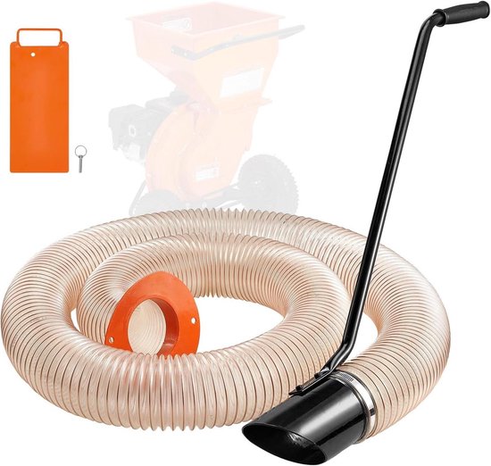 Houtversnipperaar Accessoires - Bladzuiger Kit - Tuin Opruimen - 4 Meter Zuigslang - 10 cm Diameter - Zwart Oranje