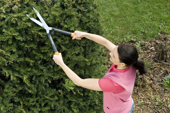 HS52 Heggenschaar 585cm tuingereedschap - antikleeflaag - stalen lemmeten - glasvezelversterkte kunststof - zwart/oranje van HS