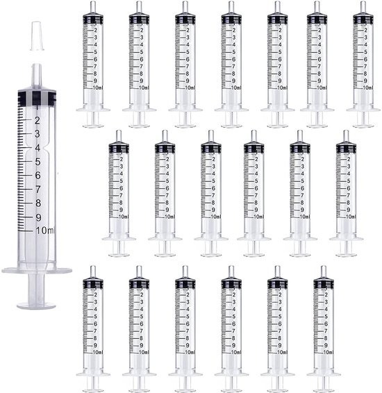 HUAZIZ 10 ml spuit, 20 stuks plastic spuit zonder naalden met afsluitdop, doseerspuit voor wetenschappelijke laboratoria, vloeistofmeting en afgifte, plantenirrigatie, diervoeding van Merkloos	