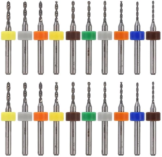 HUAZIZ 20 stuks PCB microboorpunten, mini-boren van 1,1 mm tot 2,0 mm voor elektronische sieraden, mini voor PCB-printplaten (elk 2 stuks)