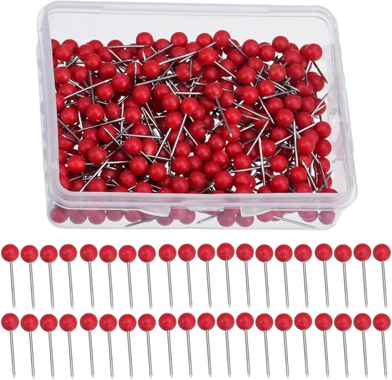 HUAZIZ 400 Pcs Plastic Round Head Tailor's Needles Steel Needles Round Straight Needles Card Pins Red van HUAZIZ