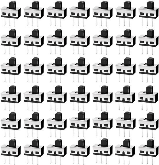 HUAZIZ 50 stuks verticale schuifschakelaar, 3-polig, 2 posities, SPDT 1P2T, microschakelaar, mini-paneel, 2 A, 125 V DC, tuimelschakelaar SS-12D1 van Merkloos	