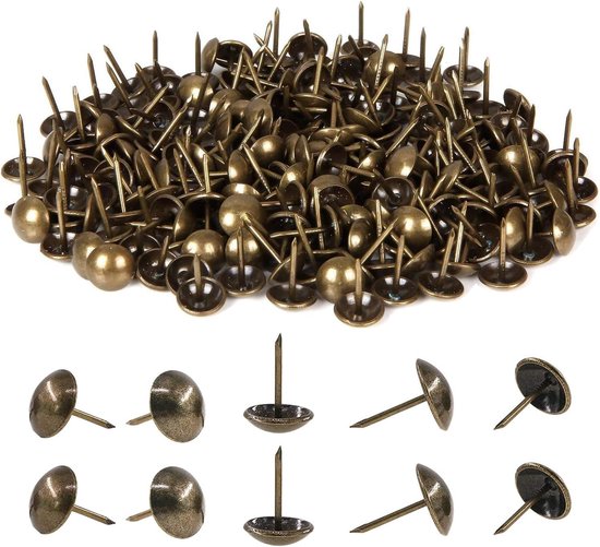 HUAZIZ 500 stuks vintage meubelnagels antiek decor nagels brons bekleding nagels siernagels thumb tack push pins, ronde grote punaises punaises punaises bank schoen deur tack stud, 11 x 17 mm van Merkloos	