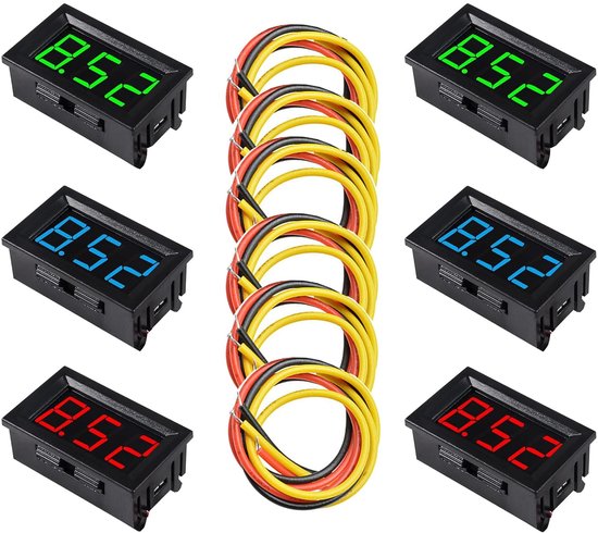 HUAZIZ 6 stuks 0,36" LED voltmeter ampèremeter van Merkloos	