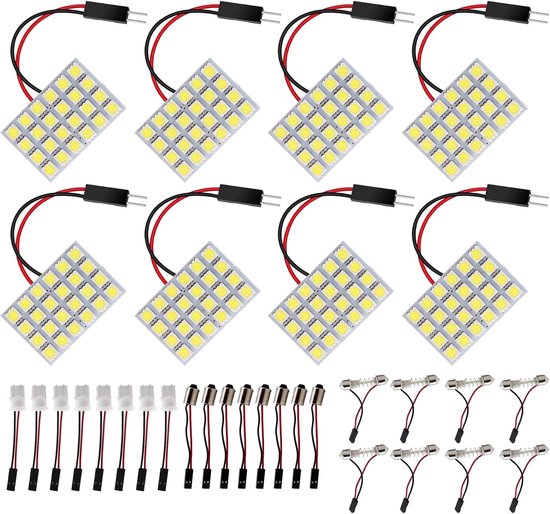 HUAZIZ 8pcs 24 SMD LED Panel Dome Light Interior van Merkloos	
