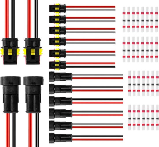HUAZIZ Waterdichte elektrische connectoren, 8 sets 2-polige elektrische connectoren met 30 stuks lasafdichting, geïsoleerde en verzegelde stekker voor auto, motorfiets, vrachtwagen, boot van HUAZIZ