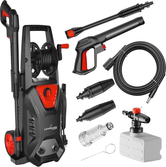 Hudson Hogedrukreiniger met Aluminium Pomp - 1800 W - Max. 220 Bar Druk - 450 l - h Debiet - Accessoires incl. Verstelbaar Mondstuk - Turbosproeier - Schuimlans