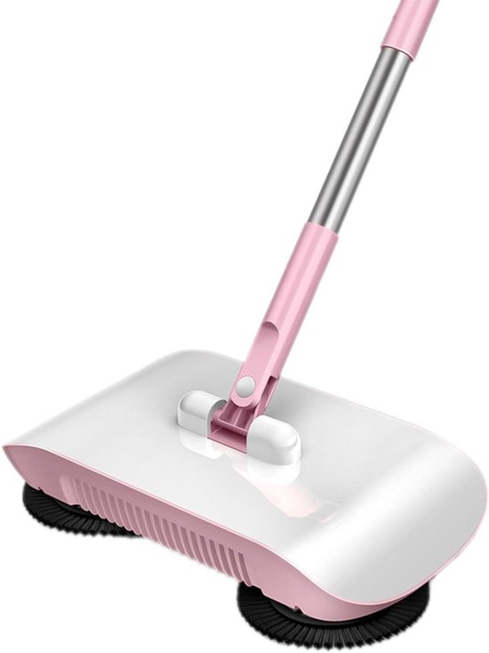 Huishoudelijke Veegmachine - Vloerreiniger Handmatig - Snel Vloeren Schoonmaken - 2-In-1 Bezem Mop - 30 cm Basis - Blauw van Merkloos	