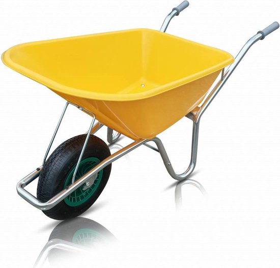 Hummer Bouwkruiwagen 100 liter - Bak HDPE Geel - met Luchtband van Hummer