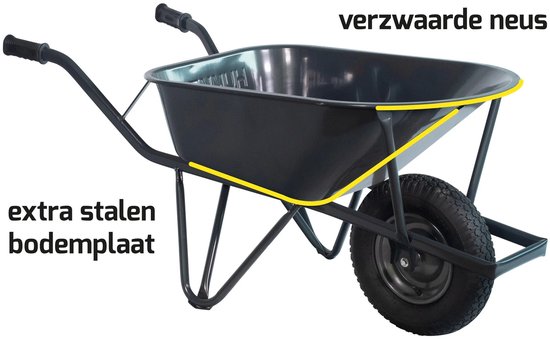 Hummer Bouwkruiwagen Pro - 85 liter - ovale buis - verzwaard van Merkloos	