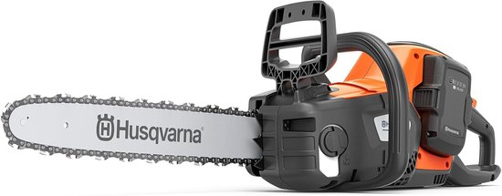 Husqvarna 242i accu-kettingzaag – hoge prestaties, robuuste heavy-duty constructie, emissievrij voor groot brandhout en zaag- en velwerkzaamheden rondom het huis, inclusief accu en oplader.