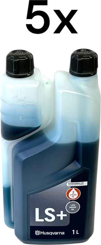 Husqvarna 5x LS+ tweetaktolie 1 liter ( 5x 578037002 ) - 2-taktolie - Low Smoke Oil van Merkloos	